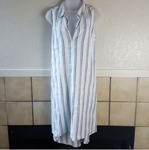 ZOZO linen cotton blend midi sleeveless dress EUC